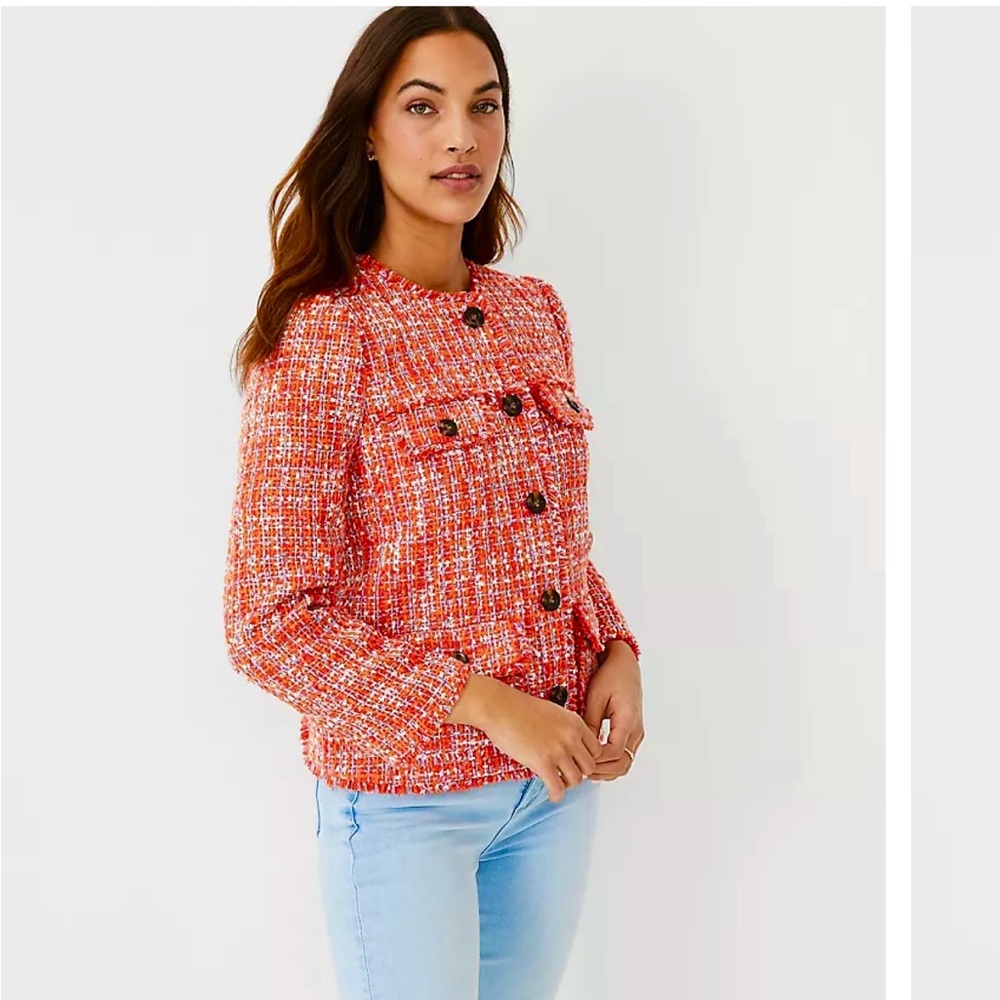 ANN Taylor fringe Tweed Jacket